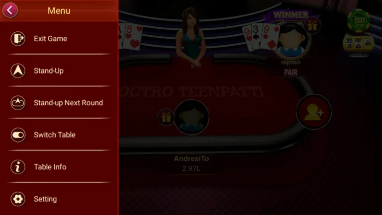 Teen Patti Octro Application Interface